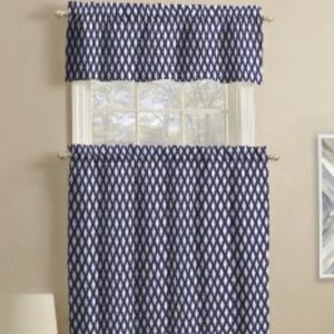 Two panels Navy Blue Kitchen Curtains